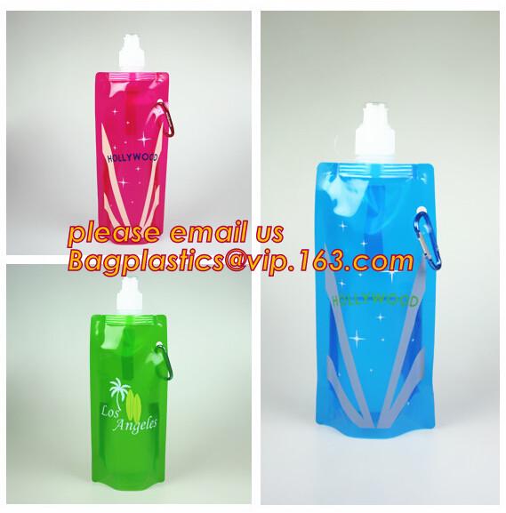 Collapsible Sports Water Bottle 3 Pack, Foldable Leak Proof Travel Bottles for Camping and Hiking, 480 mL Capacity