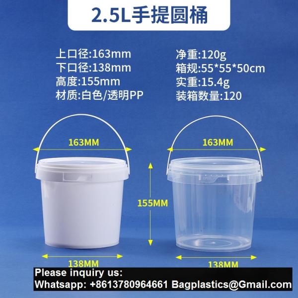 Biodegradable PLA compostable Eco friendly Clear Food-Grade Plastic Bucket Round Shape With Lid Recyclable For Water Packaging Storage Drums