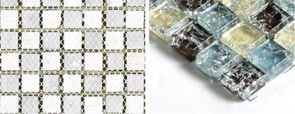 Multicolor Bathroom Sink Backsplash Tile , Crystal Plated Bathroom Mosaic Tile Backsplash