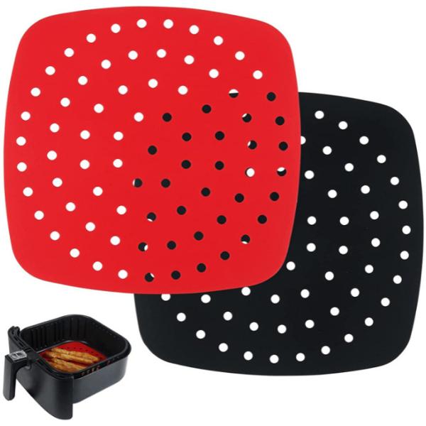 Reusable Air Fryer Liners Non-Stick 8.5 Inch Silicone Square Air Fryer Liner Mats