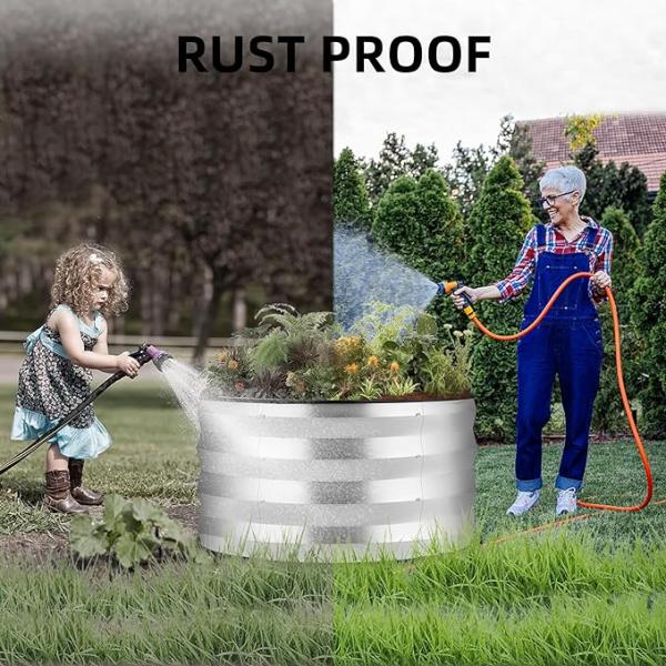 2.6*2.6*1 Ft Lightweight Round Metal Raised Bed  Easy Assembly