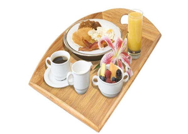 High Quality Bamboo Angular Sides Butler Serving Tray With Handles Bamboo Serving Platter