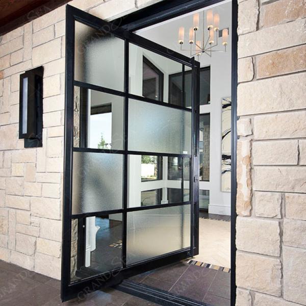 Modern Screen Custom Arches Top Exterior Front Double Entry Iron Glass Door  Villa Front Entry Iron Pivot Door