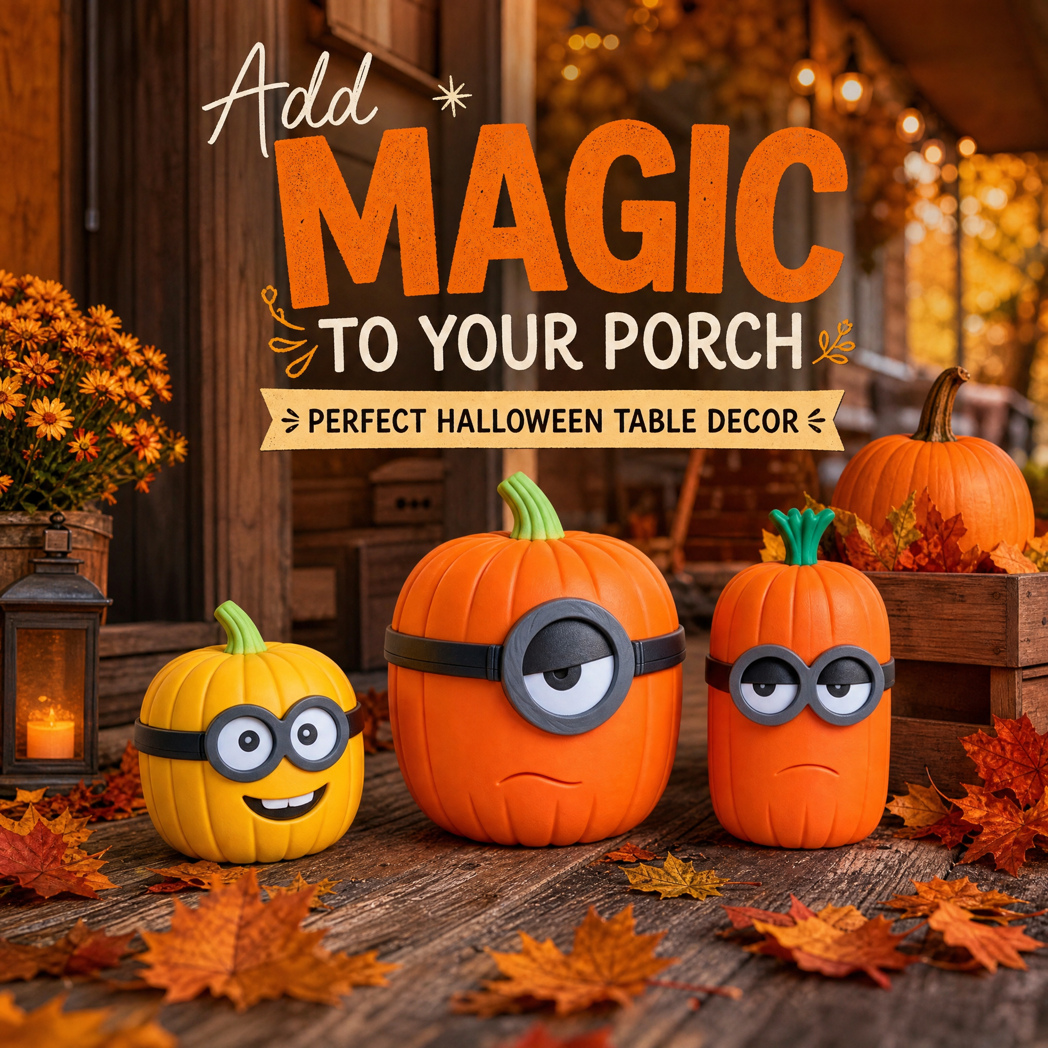 Minion Pumpkin Figurine, 3D Printed Holiday Decoration Halloween Front Porch Decor