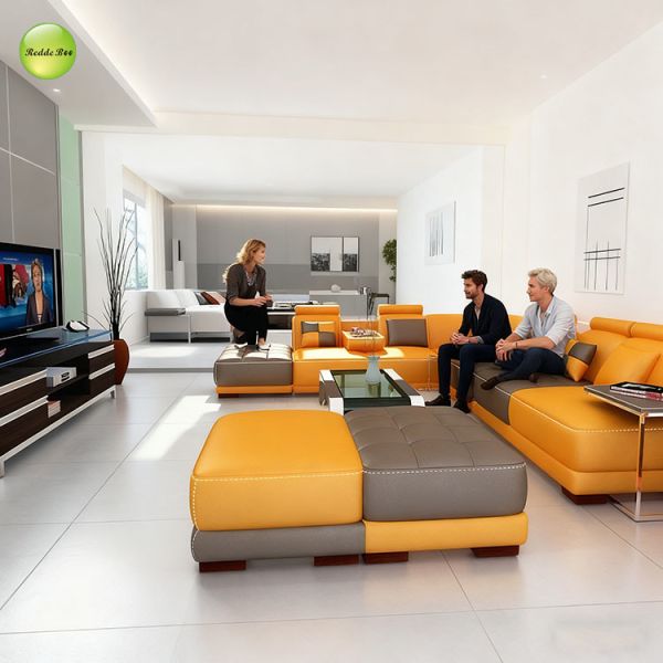 Luxury Leather Sectional: Tray - Integrated, Premium Build – Host - Focused Interiors Smart Choice
