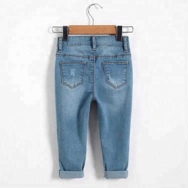 Spring Slim Fit Baby Girl Denim Pants With Adjustable Waist Casual Style