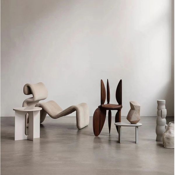 Arm Chair Modern Fabric MOYI Nordic Relaxation Single Sofa Shaped Line S Shaped Seat Contemporary Living Room Chair