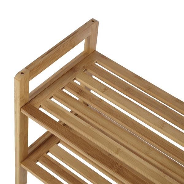 Fashionable Rectangular 2 Tier Bamboo Shoe Rack Household Essentials