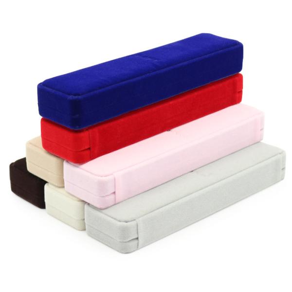 Logo Stamping Velvet Jewelry Gift Boxes Satin Compartment Jewelry Flocked Box