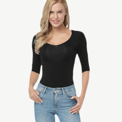Summer Sexy Womens Short Sleeve Top in White/Black for Comfortable Daily Wear