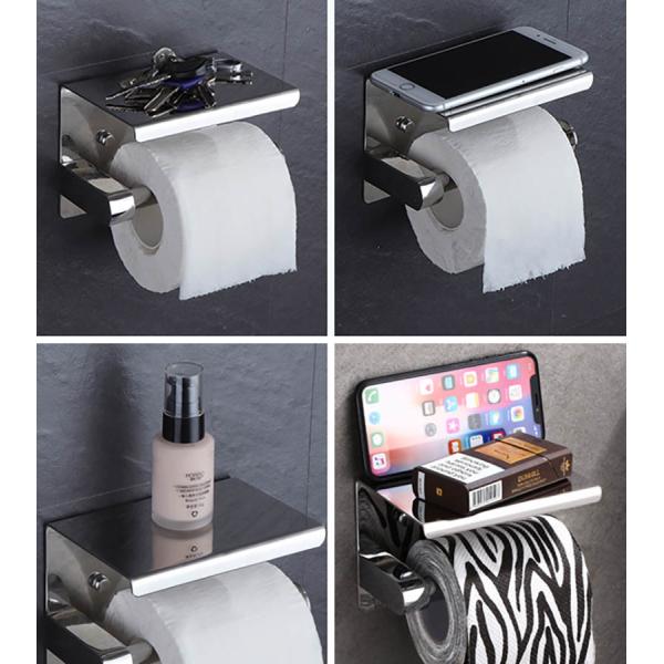 Stainless Steel 304 Toilet Tissue Dispensers , Toilet Paper Holder With Shelf OEM