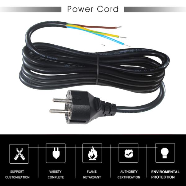 EU CEE 77 AC Power Cord with Strip Ends for Industrial Equipment