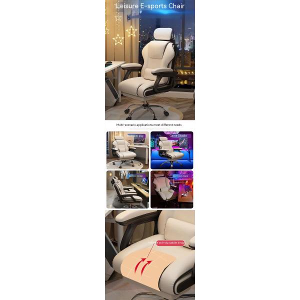 Cadeira de jogos ergonômica de couro de PU inclinável de 135 graus com apoio de pé em preto e rosa