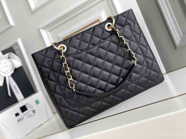 Large Chanel Lychee Leather Caviar Grand Shopping Tote GST Bag