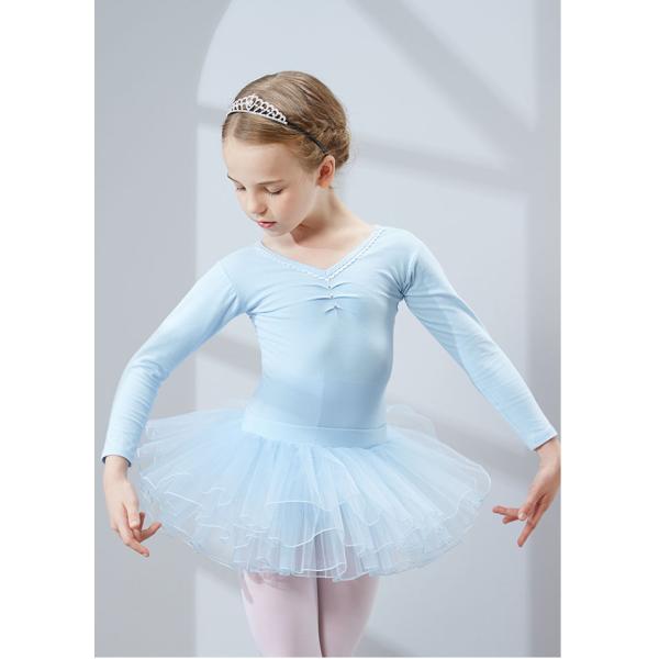 Children dance clothes girls long sleeve gymnastics distinction ballet dance leotard and skirt