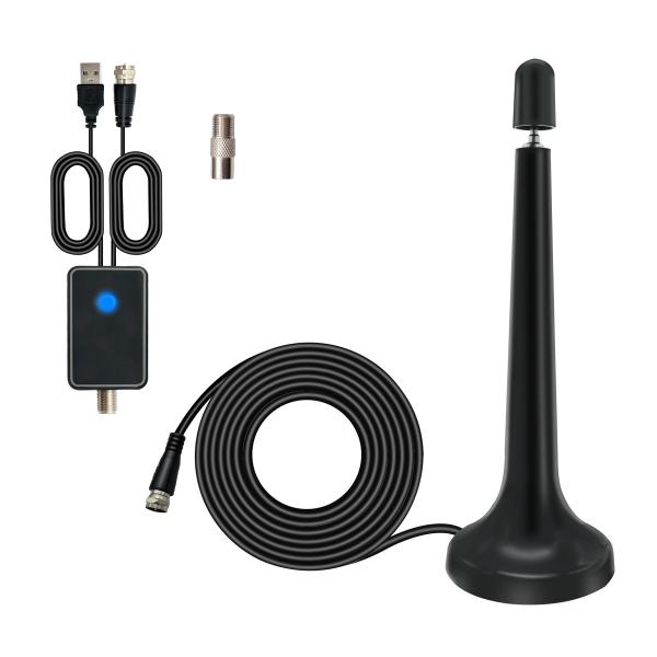 Mini HD Digital TV Antenna DVB-T2 Retractable Pull Rod FM Radio UHF VHF Antenna for Indoor Frequency Range 170-860MHz