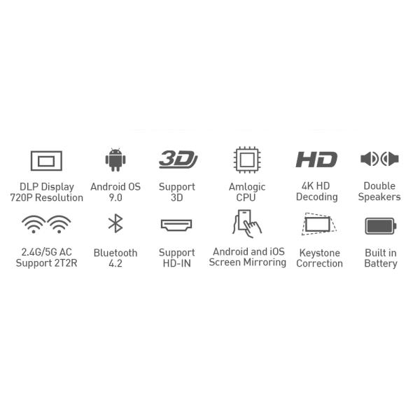 2GB LPDDR4 DLP 4K Projector Portable Android Mini Smart Projector Manual focus
