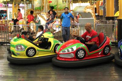 Safe Colorful Kiddie Bumper Cars Artificial Leather Seat Strong Shell