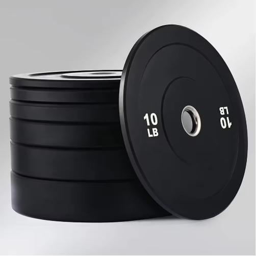 Iron Coated Rubber Gym Weight Plates 5 LB 10 LB 25 LB 35 LB 45 LB Tri Grip Weight Plates