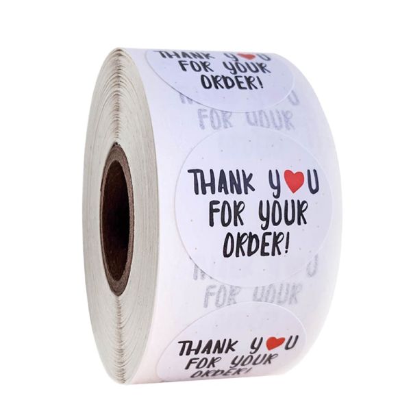 Wholesale Logo Paper Labels Round Thank You Stickers Seal Sticker Waterproof Cute Large Packaging Label Roll