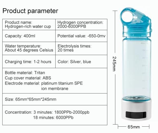 Medical-Grade H2 Water Generator Tumbler 9000ppb SPE PEM Electrolysis USB-C Fast Charge Anti-Aging Recovery