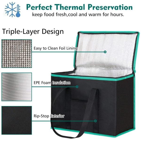Custom Logo Insulated Tote Food Delivery Bag Customized Logo Solid Color Pattern Type