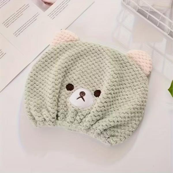 Fast Drying Soft & Lightweight Microfiber Hair Towel with Cute Bear Ears for All Hair Types