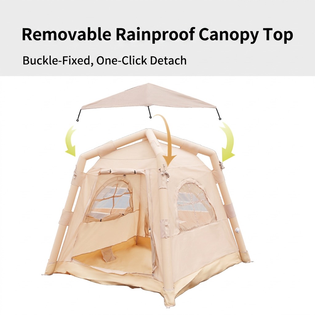 Portable Inflatable Air Tent Foldable Double Layer Rainproof Camping Shelter 4.6 Sq m No Setup Outdoor Overnight Tent
