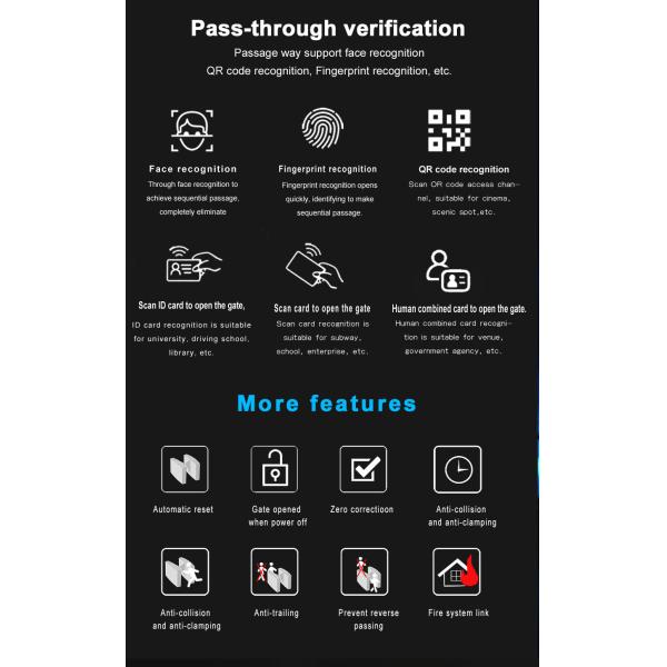 Ворота турникета стального вырезывания лазера пешеходные с контактом лицевого опознавания сухим