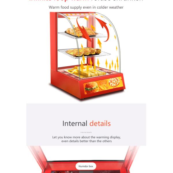Commercial Mini Electric Food Display Warmer Showcase with Three Layers 380x460x600mm