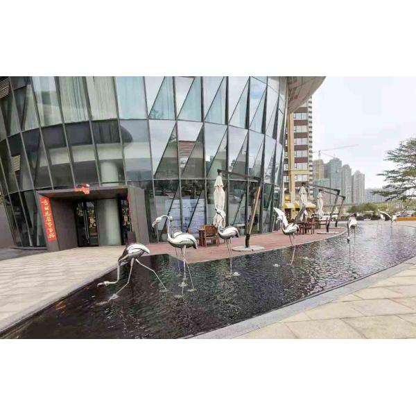 Mirror Polished Life Size Flamingos Sculptures For Hotel