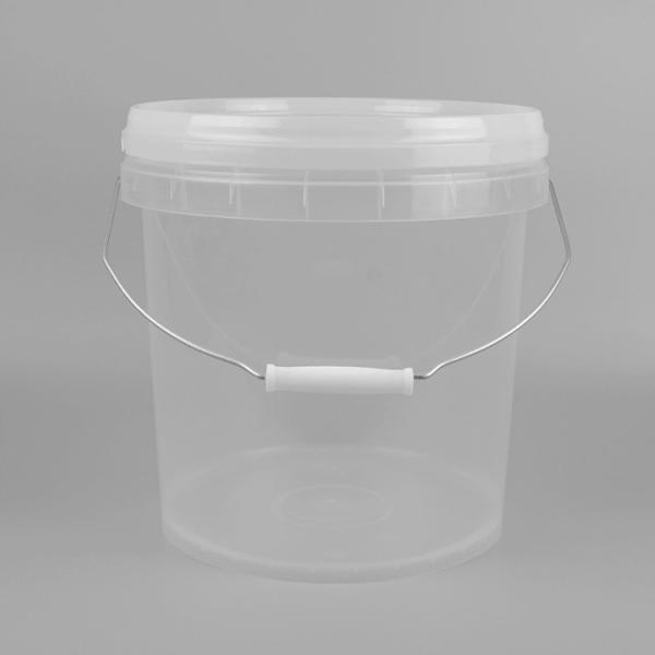10L Transparent Plastic Bucket with Lid, 25cm Top Diameter