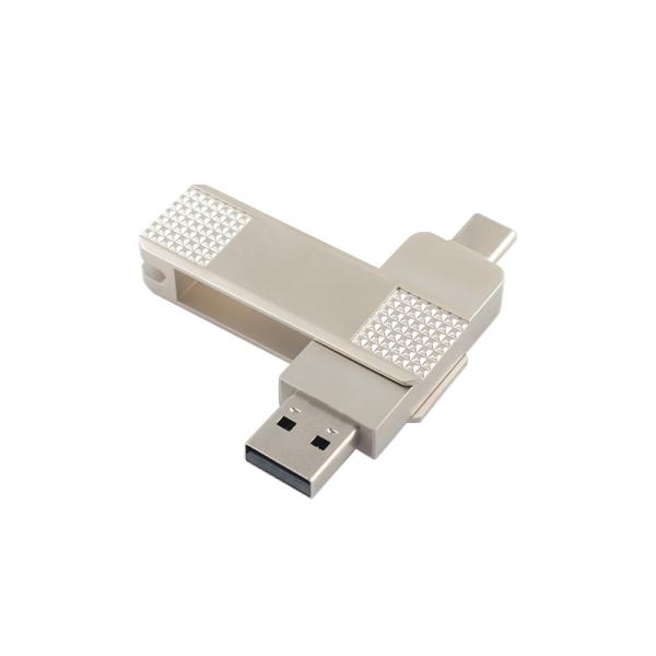 Silver Type C Metal USB Flash Drives Can 360 Degree Rotation With Password Protection