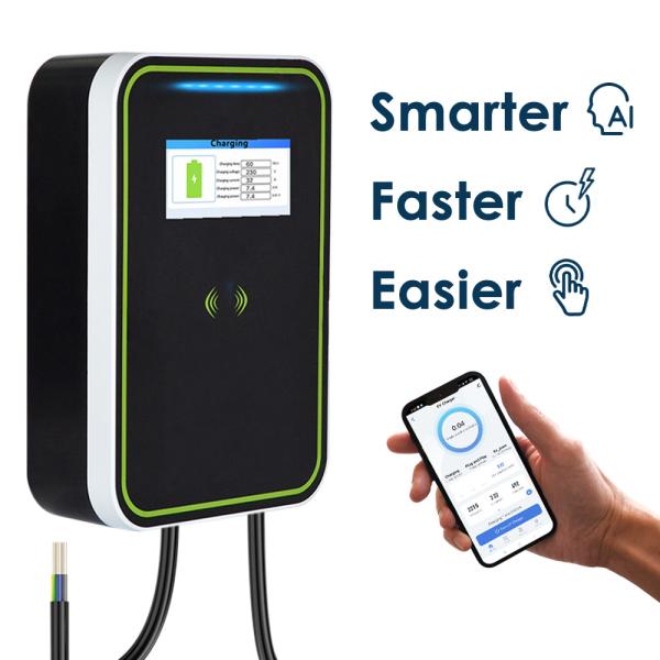 EV-HW Electric Car Wallbox Charger Gun Line With Screen 7KW