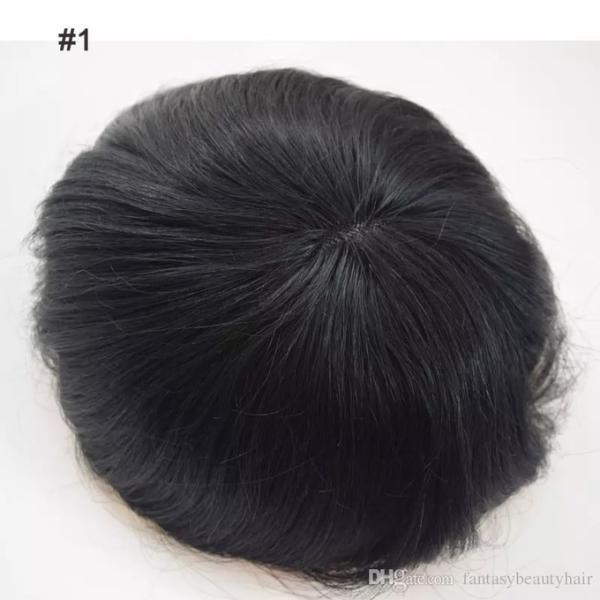Brown Black Natural Custom Made Hair Units Hair Toupee For Men