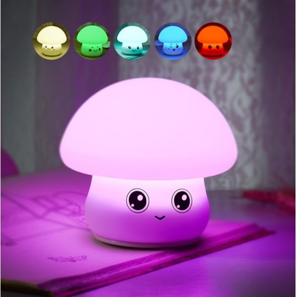 Mushroom Silicone Night Lights USB Smart Bedroom Bedside Eye Care Small Touch Table Lamps