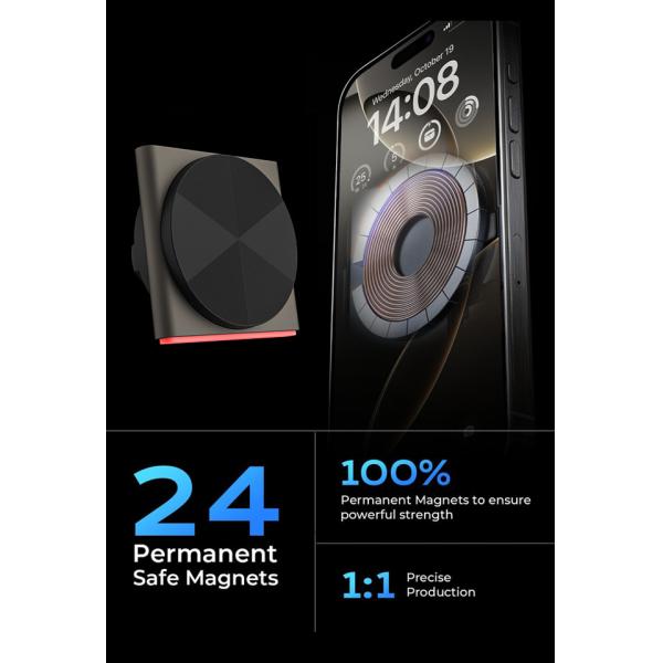 Cargador de automóviles de Iphone de metal 9 colores RGB Efecto de luz Inalámbrico Cargador montado con una sola mano