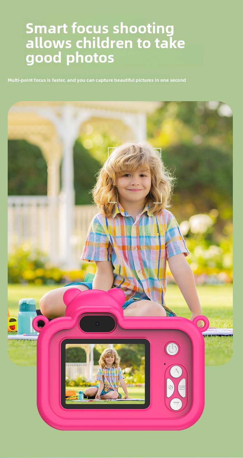 Children's Mini Camera 2-Inch Screen ABS Material Can Take Photos & Videos Play Games HD Children's Toy Cartoon Gift
