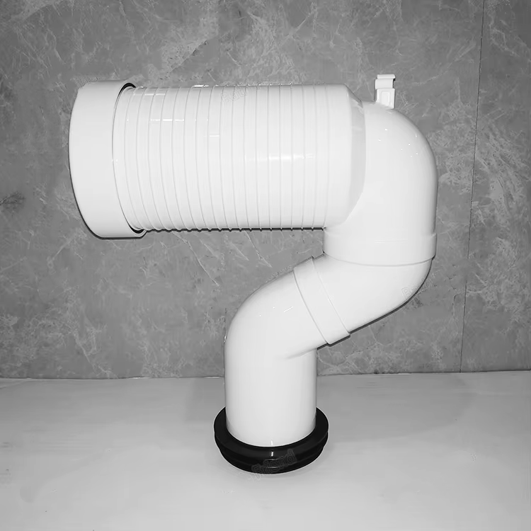 Adjustable-Length White PVC Pipe Connector, Used For Connecting WC Panel To Plastic Drainage Pipe