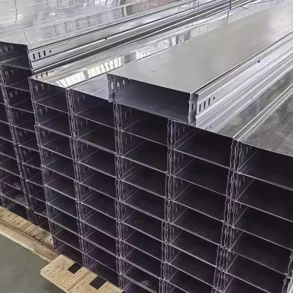 ISO Certified Trough Cable Trays Galvanized Finish Wall Mount Installation
