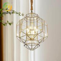 Tout le nouveau créatif chinois de lumière pendante en verre simple de cuivre d'entrée pour la villa de restaurant de couloir d'escalier