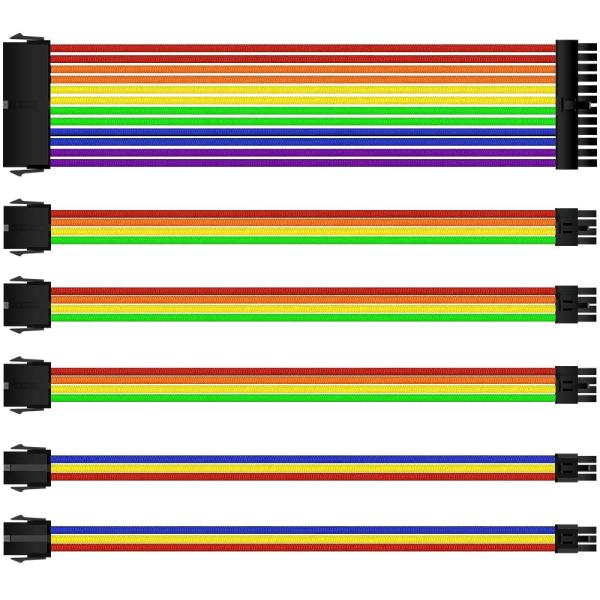 High Quality Insulation Sleeving Wiring Harness PET Braided Cable Sleeve Extension Power Supply Cable Kit 18AWG ATX 1*24pin  Set