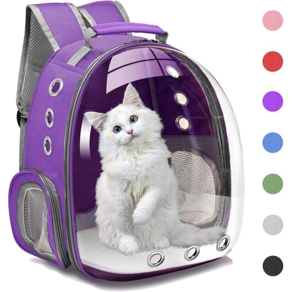 Bubble Carrying Bag for Small Medium dogs Cats, Space Capsule Pet Hiking backpack, Airline Approved Travel carrier - Grey