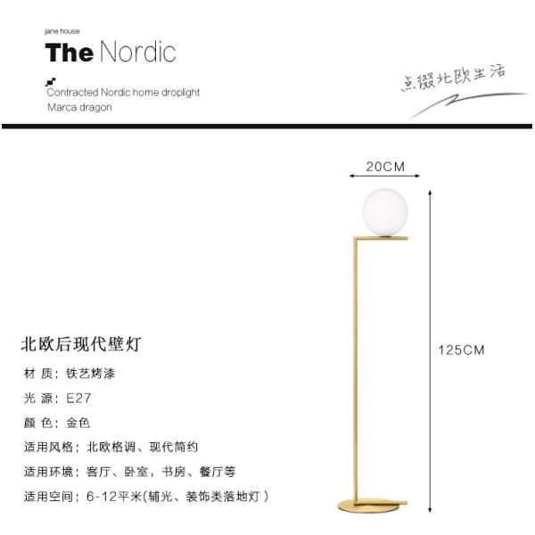 Nordic living room floor lamp Simple design bedroom study vertical lamp glass ball floor lamp(WH-MFL-93)