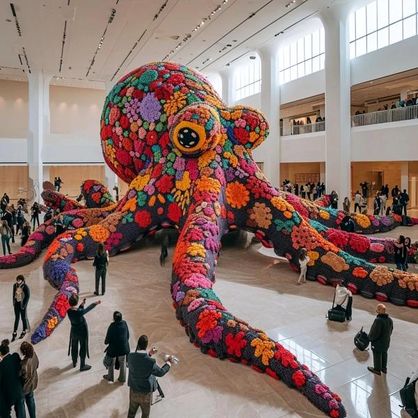 Handmade Cartoon Wool Knitted Octopus for Christmas Thanksgiving Shopping Centers