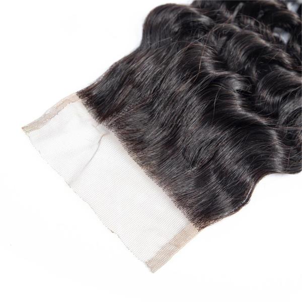 Peruvian Deep Wave Virgin Human Hair Bundles 4 X 4 Lace Closure