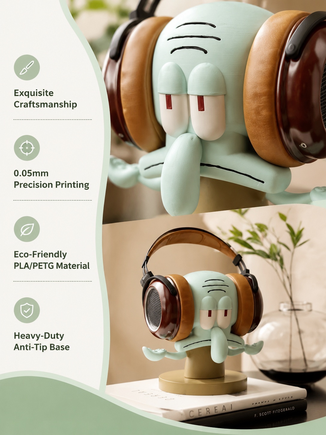 Anti Tip Order 3d Prints Stable Base Custom Tunable  Gaming Headphone Stand For Gaming
