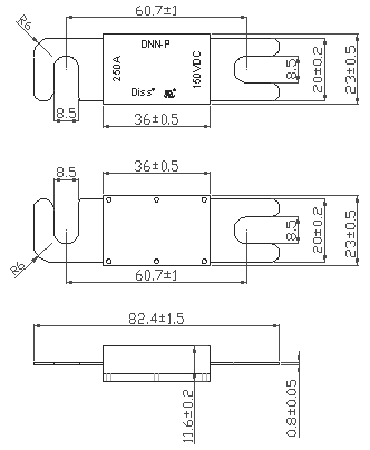 AC125V / DC80V Сертифицированный UL предохранитель JAS0-D622 с плоской вилкой и задержкой срабатывания