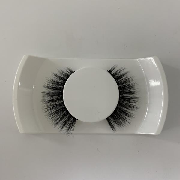 Customized Logo 3D Silk Eyelashes 10 - 25mm Length Black Cotton band