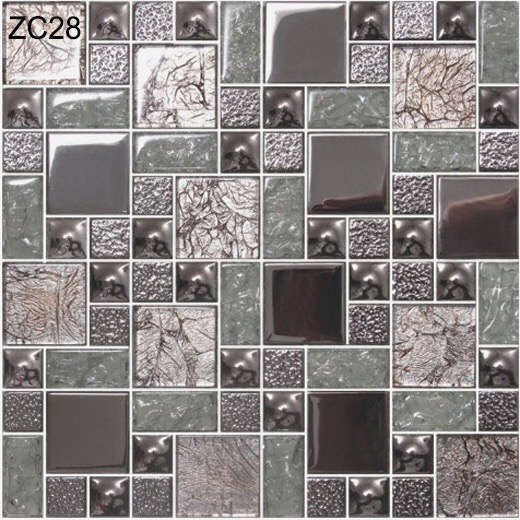 Wear-resistant and Firebrick Luxury Glass and Metal Wall Swimming Pool Mosaics For Renovation and Project